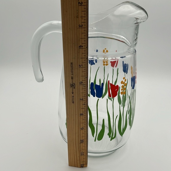 Vintage Arc France Mid Century Modern Tulip Design Glass Pitcher - Picture 5 of 7